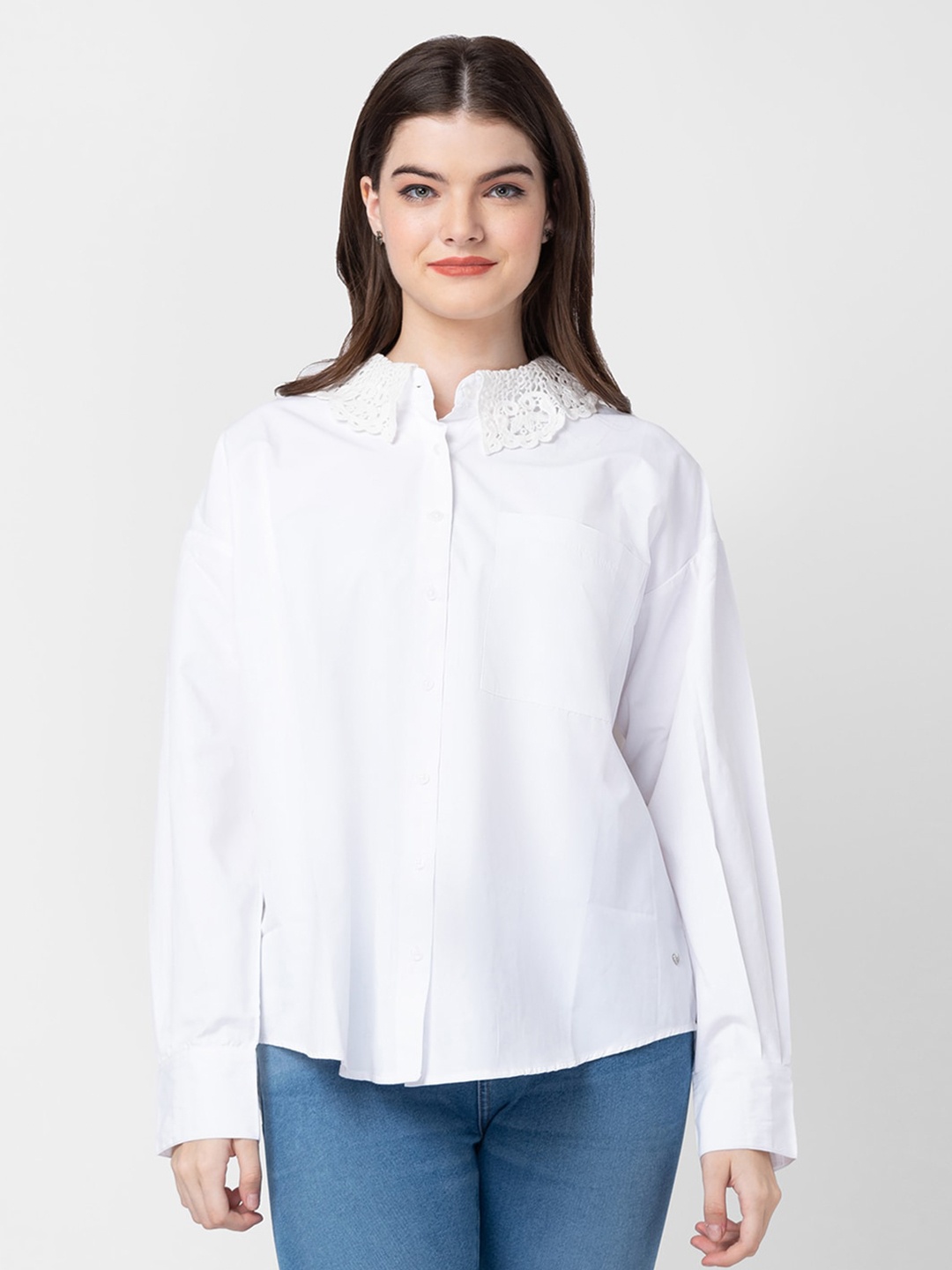 

SPYKAR Women Slim Fit Cotton Casual Shirt, White