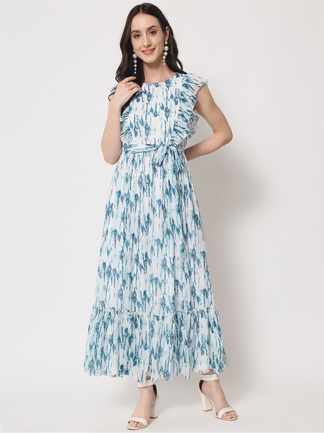 

HERE&NOW Tie and Dye Dyed Chiffon Maxi Dress, White