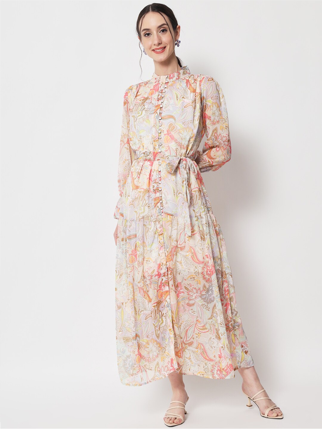 

HERE&NOW Bohemian Chiffon Maxi Dress, Cream