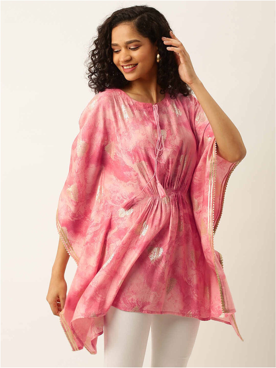 

ZOLA Viscose Rayon Printed Tunic, Pink