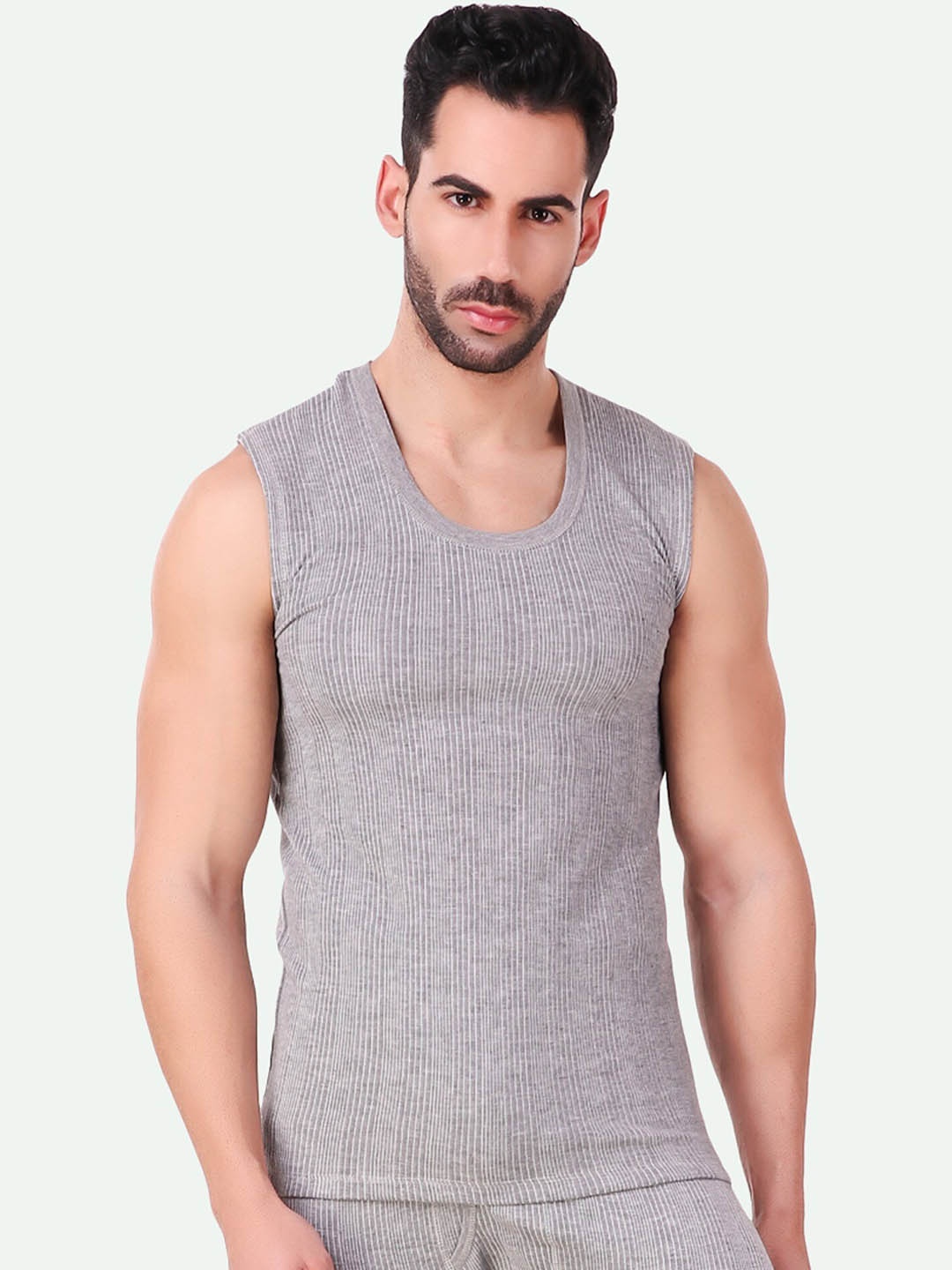 

HAP Men Striped Thermal Tops, Grey