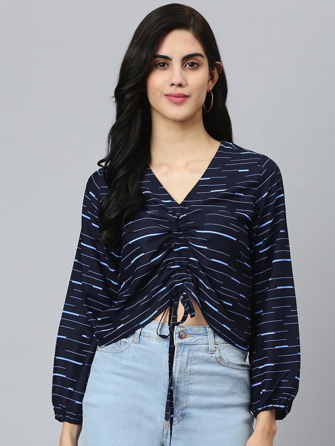 

FLAMBOYANT Printed Crop Top, Navy blue