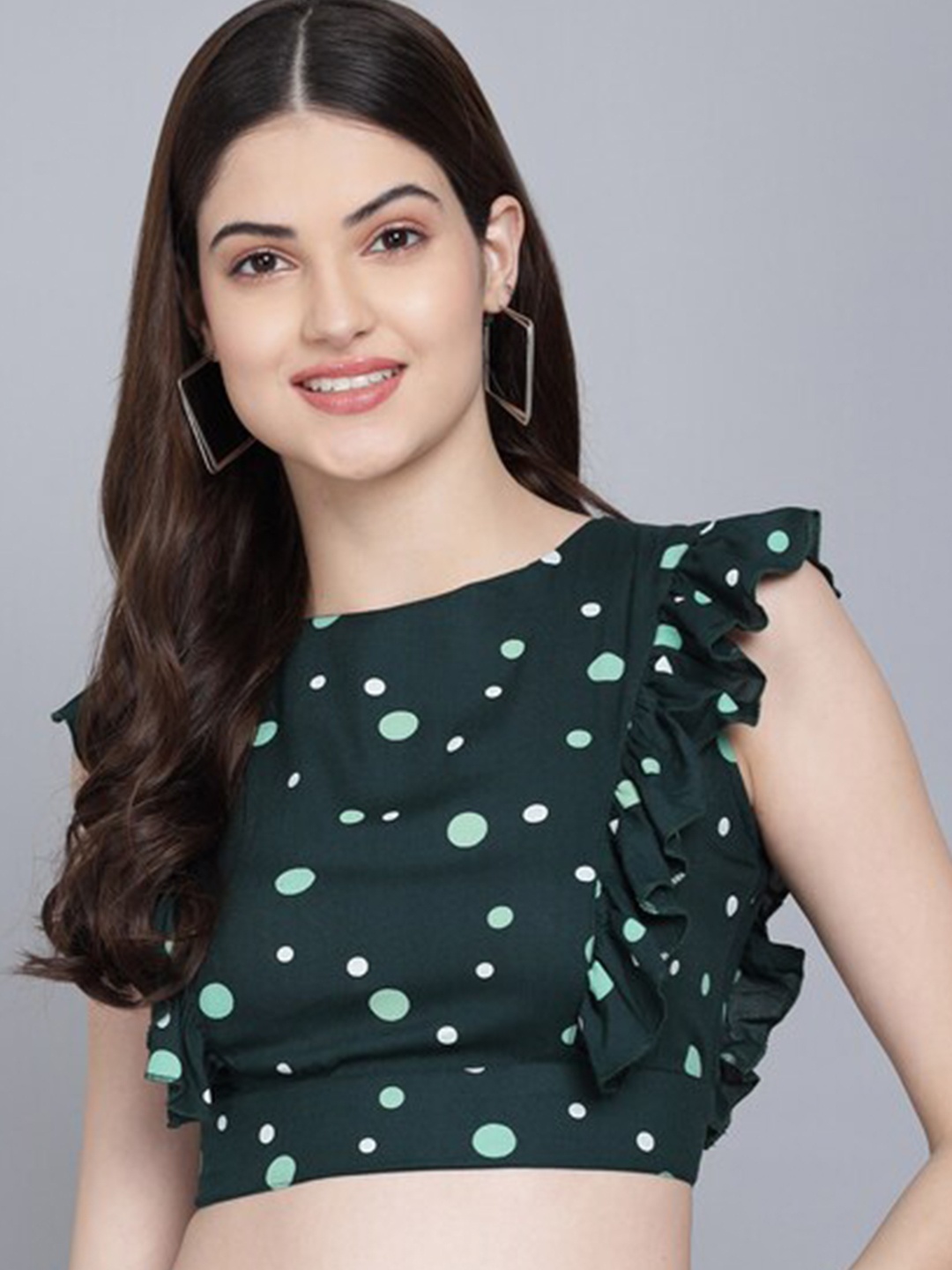

FLAMBOYANT Printed Crop Top, Green