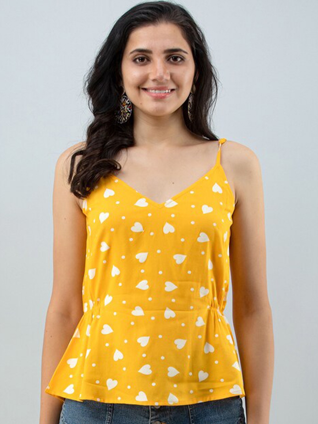 

FLAMBOYANT Printed Shoulder Straps Top, Yellow