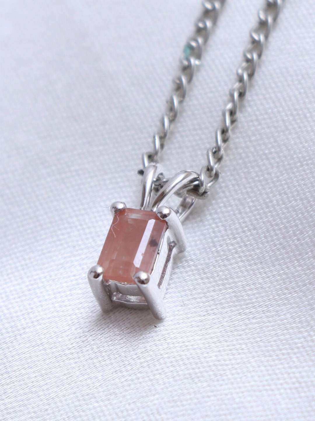 

HIFLYER JEWELS 925 Sterling Silver Rhodium-plated Stone Studded Pendant With Chain, Brown