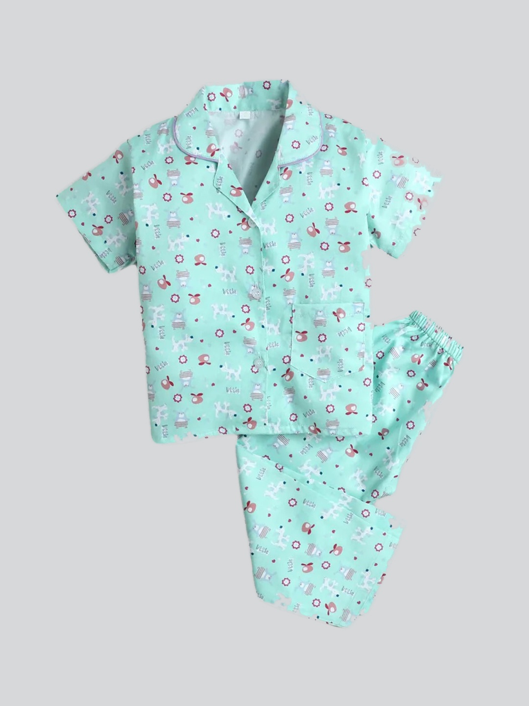 

The Magic Wand Kids Conversational Printed Night suit, Blue