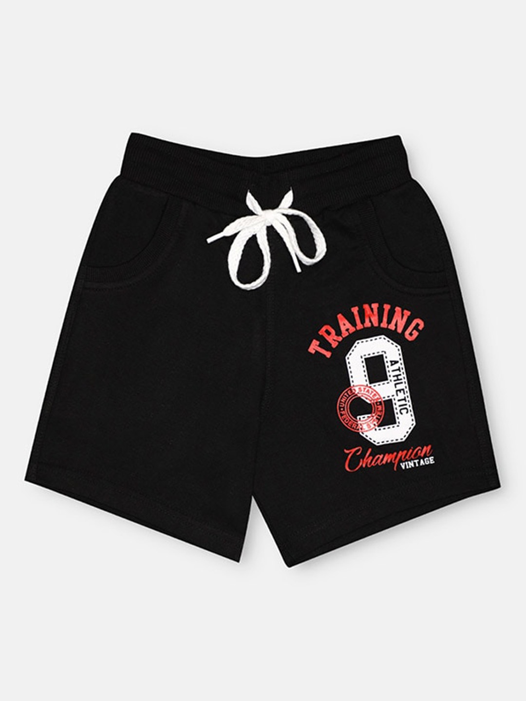 

CHIMPRALA Boys Typography Printed Cotton Outdoor Shorts, Black