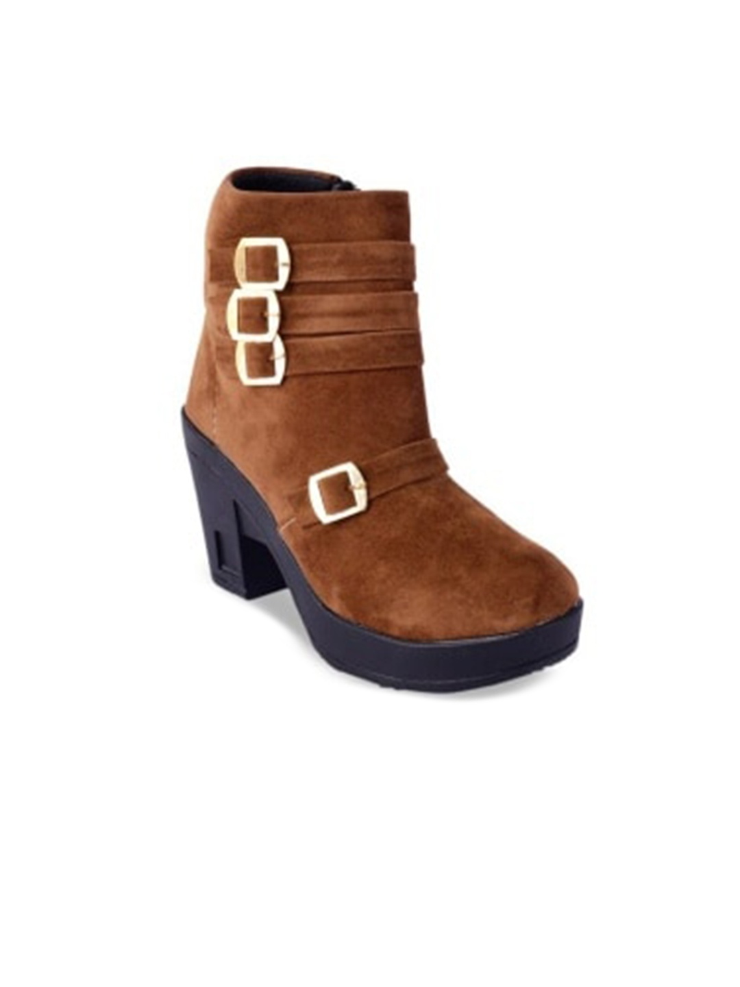

WOMENS BERRY Boots Heels With Buckles, Tan