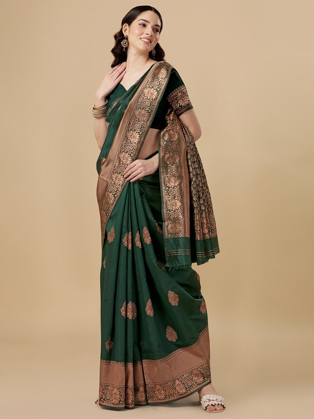 

Fashion Booms Zari Kanjeevaram Saree, Green