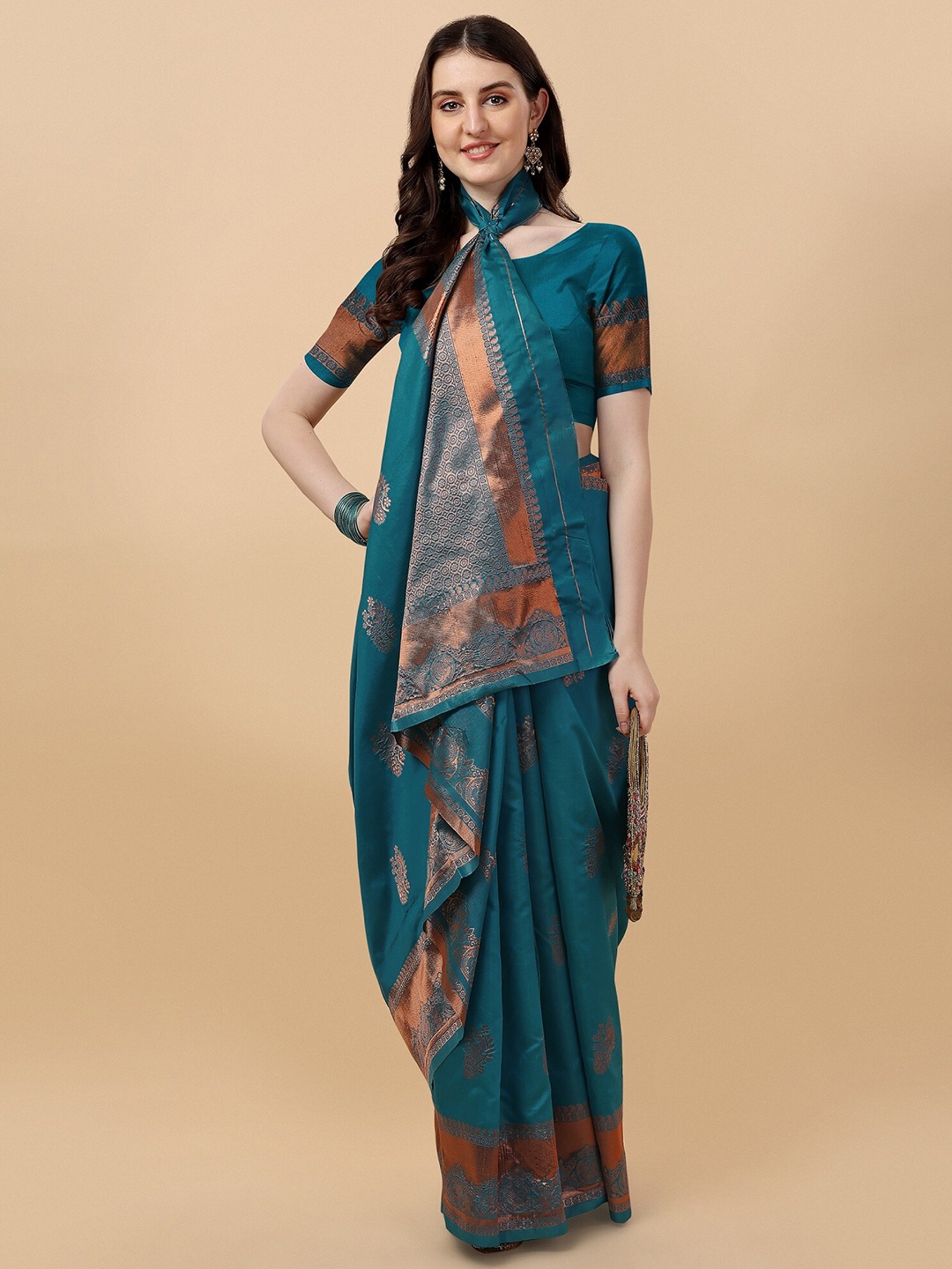 

Fashion Booms Ethnic Motifs Zari Kanjeevaram Saree, Blue