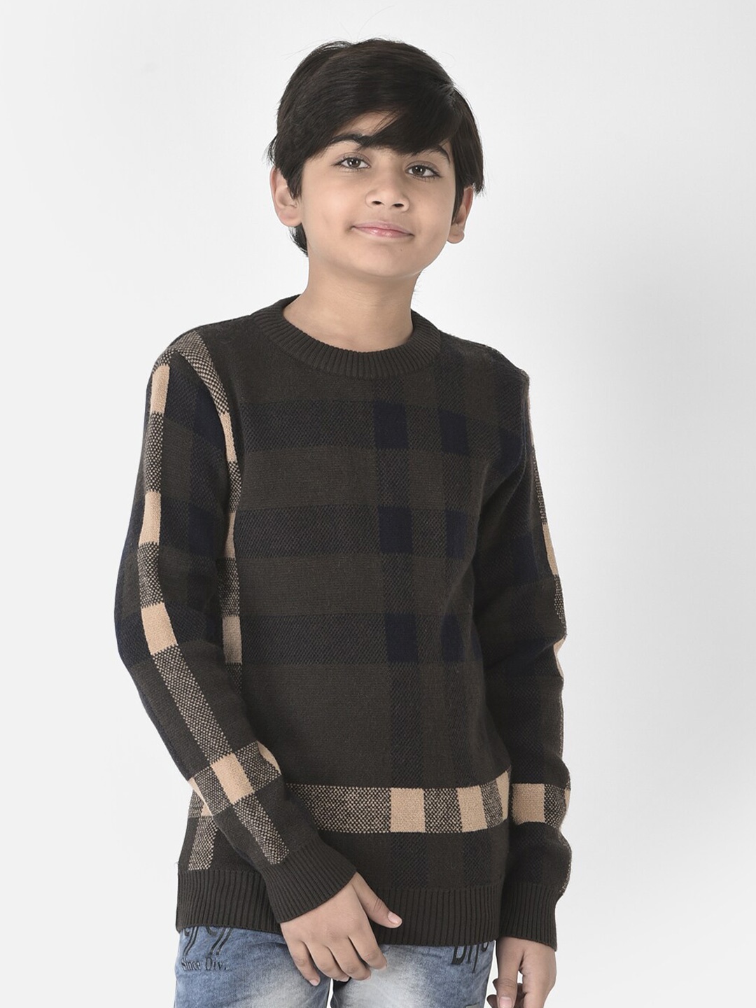 

Crimsoune Club Boys Checked Pullover, Olive