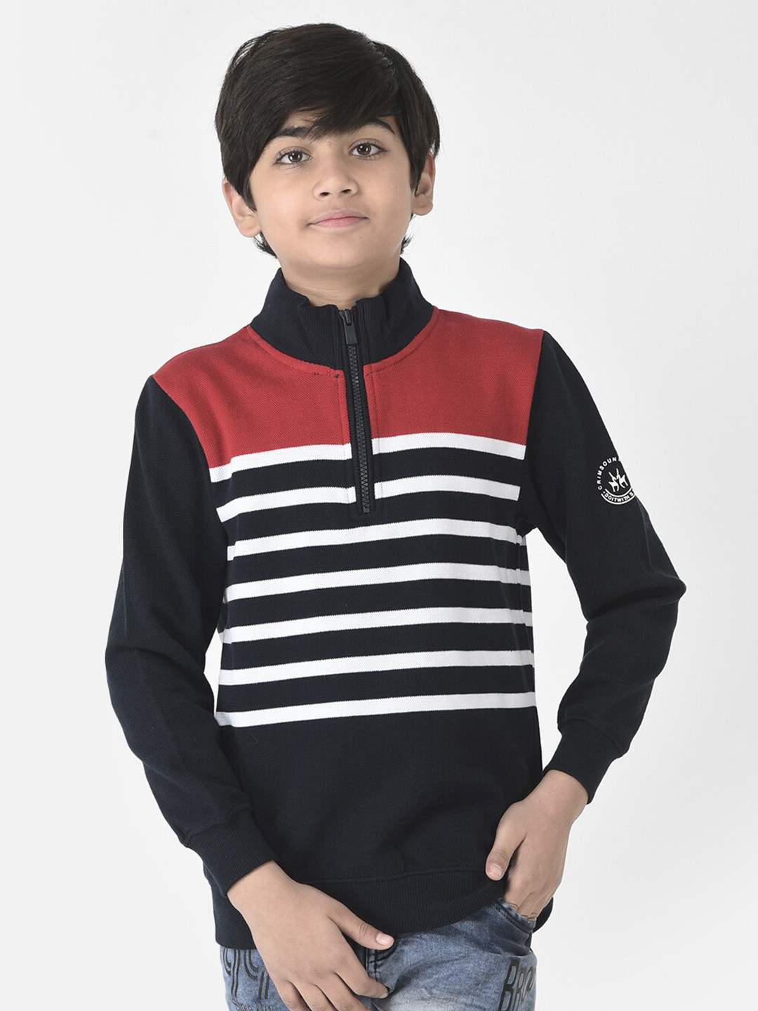 

Crimsoune Club Boys Striped Sweatshirt, Red