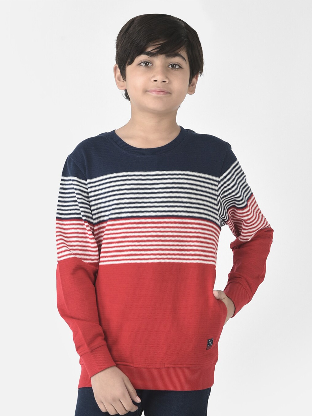 

Crimsoune Club Boys Striped Sweatshirt, Red