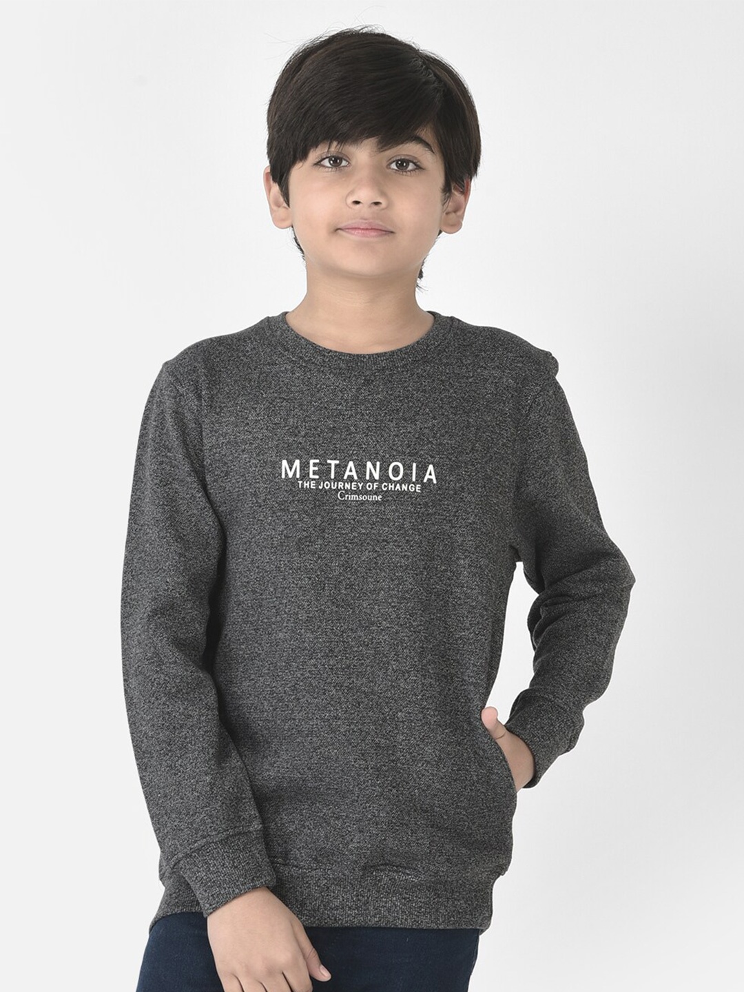 

Crimsoune Club Boys Cotton Sweatshirt, Grey