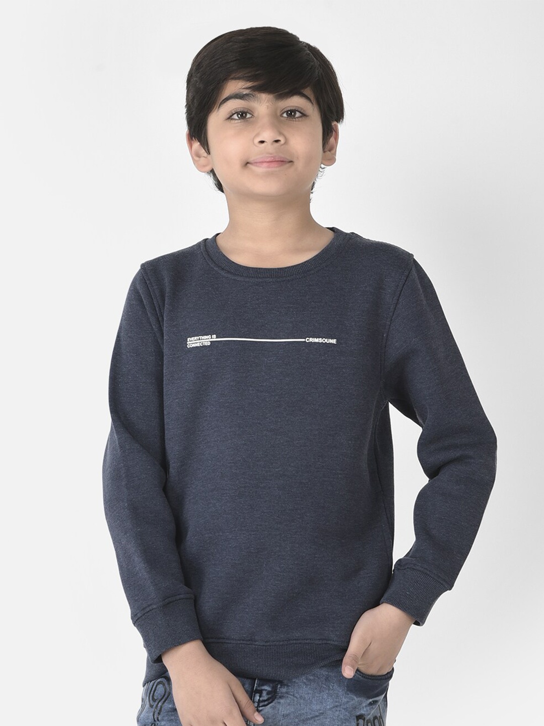 Crimsoune Club Boys Cotton Sweatshirt, Blue