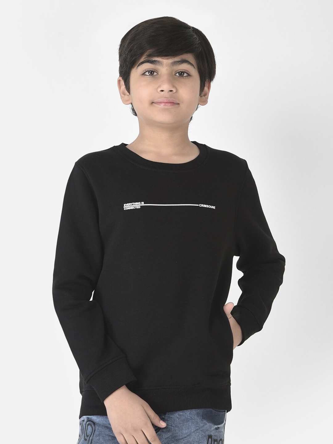 Crimsoune Club Boys Cotton Sweatshirt, Black