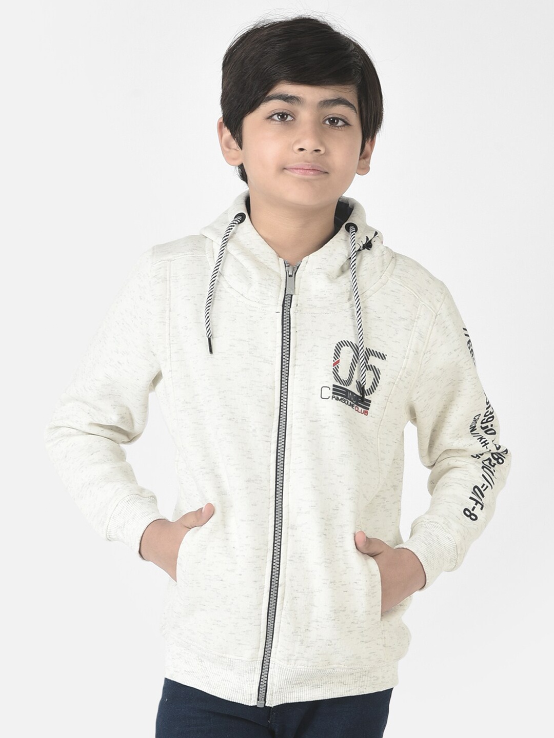 

Crimsoune Club Boys Printed Hooded Sweatshirt, White