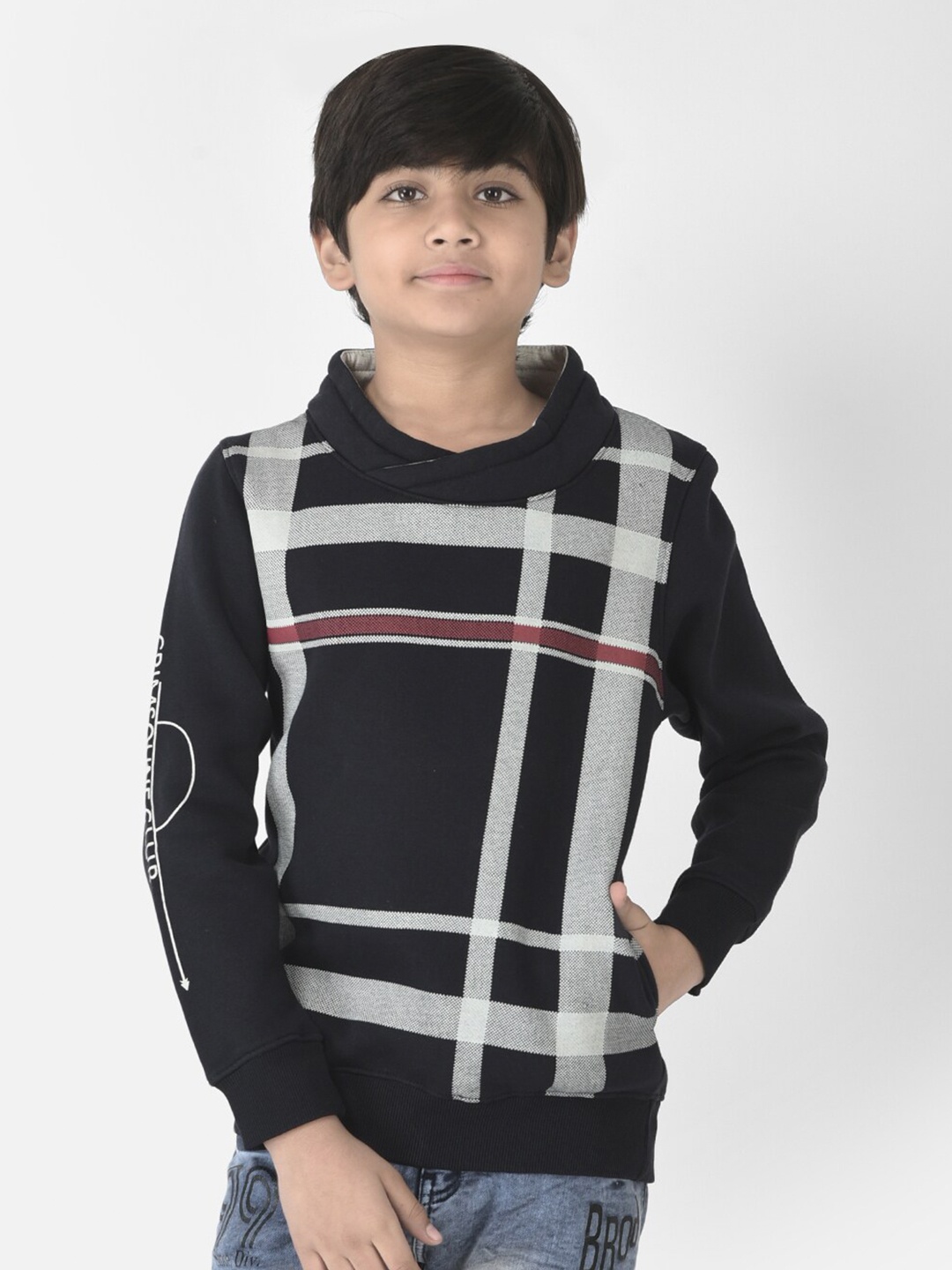 

Crimsoune Club Boys Checked Sweatshirt, Navy blue