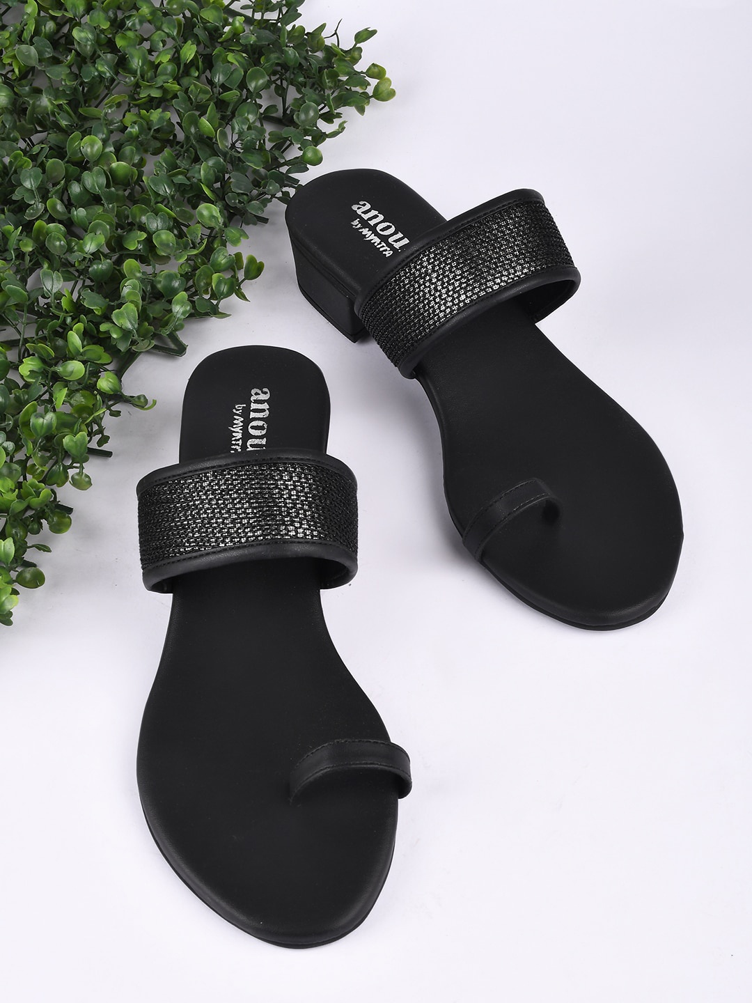

Anouk Ethnic Block Heels, Black