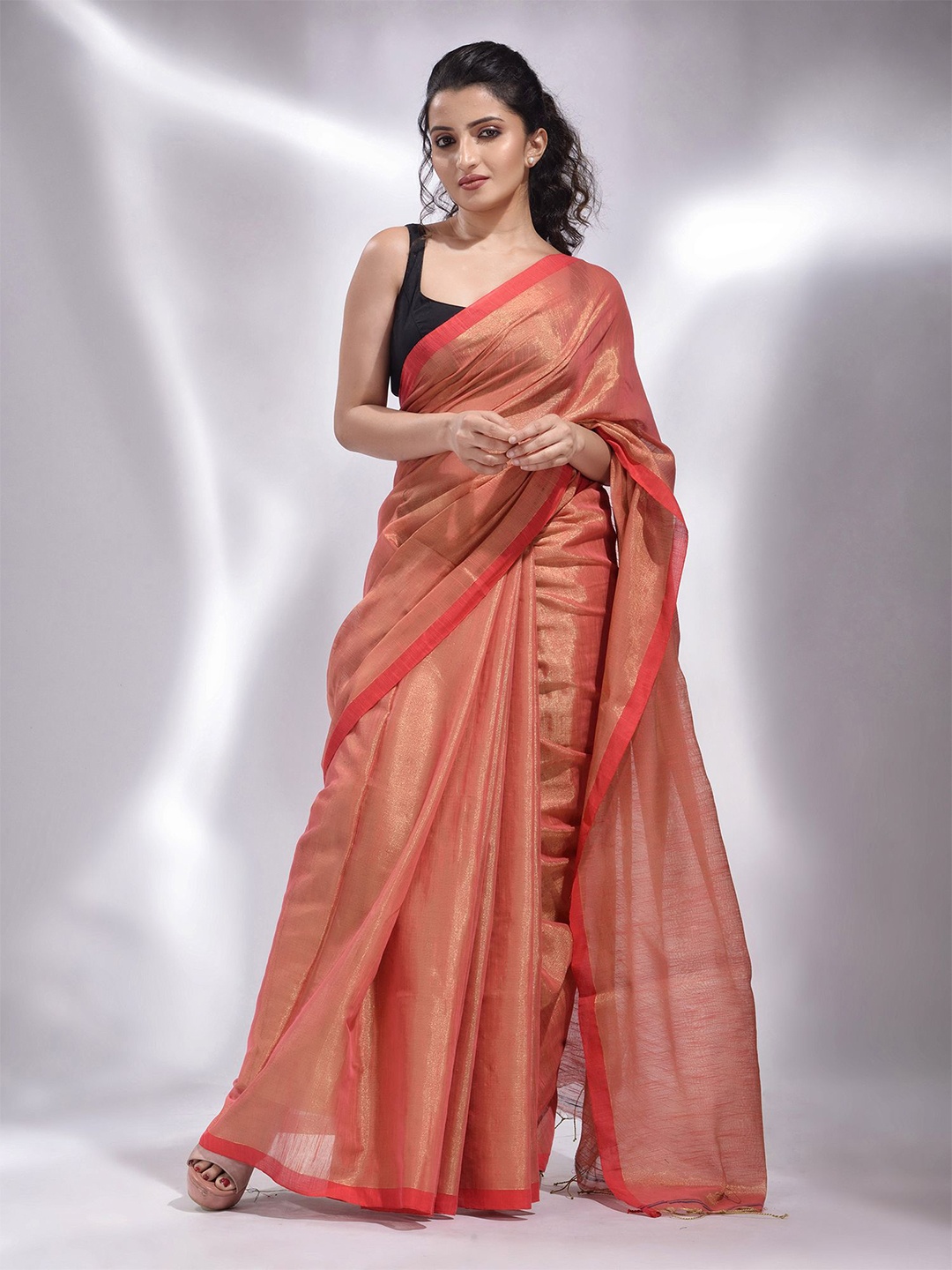 

Charukriti Handwoven Soft Saree, Red