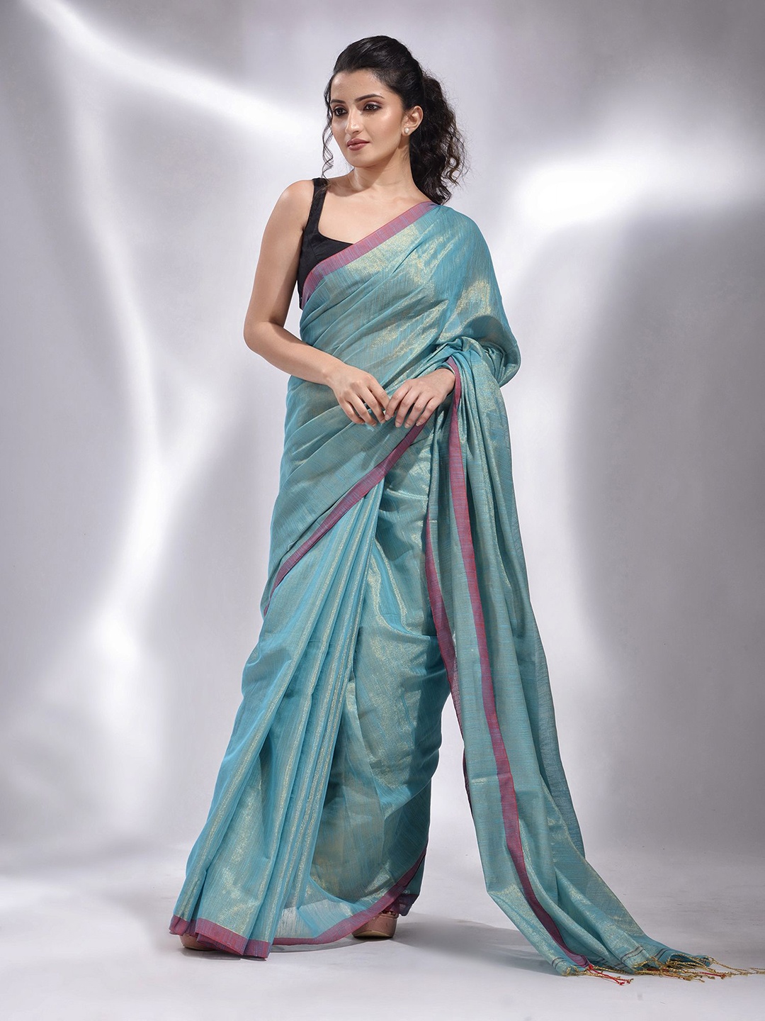 

Charukriti Woven Design Zari Tissue Saree, Blue