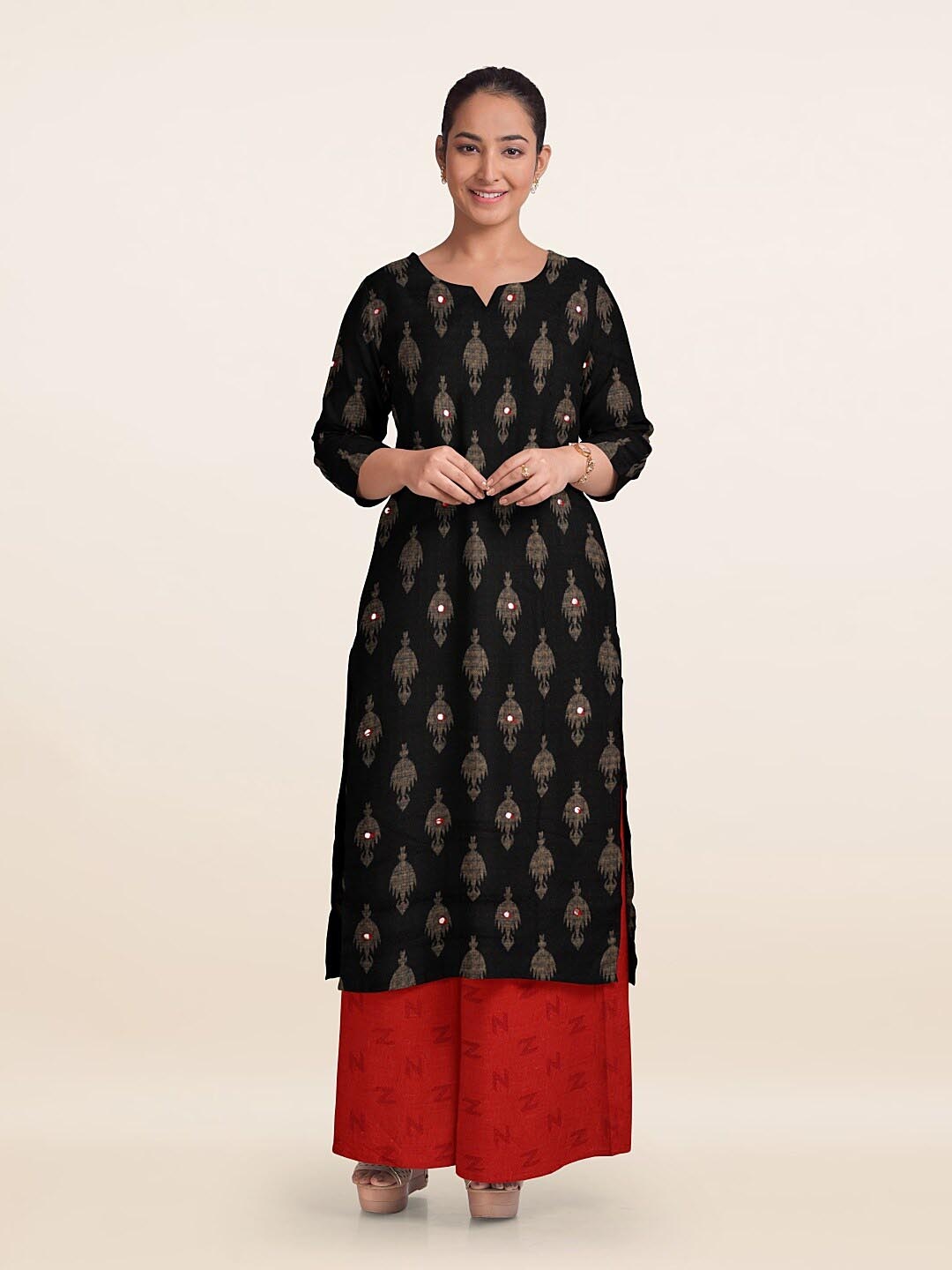 

Pothys Printed Unstitched Dress Material, Black
