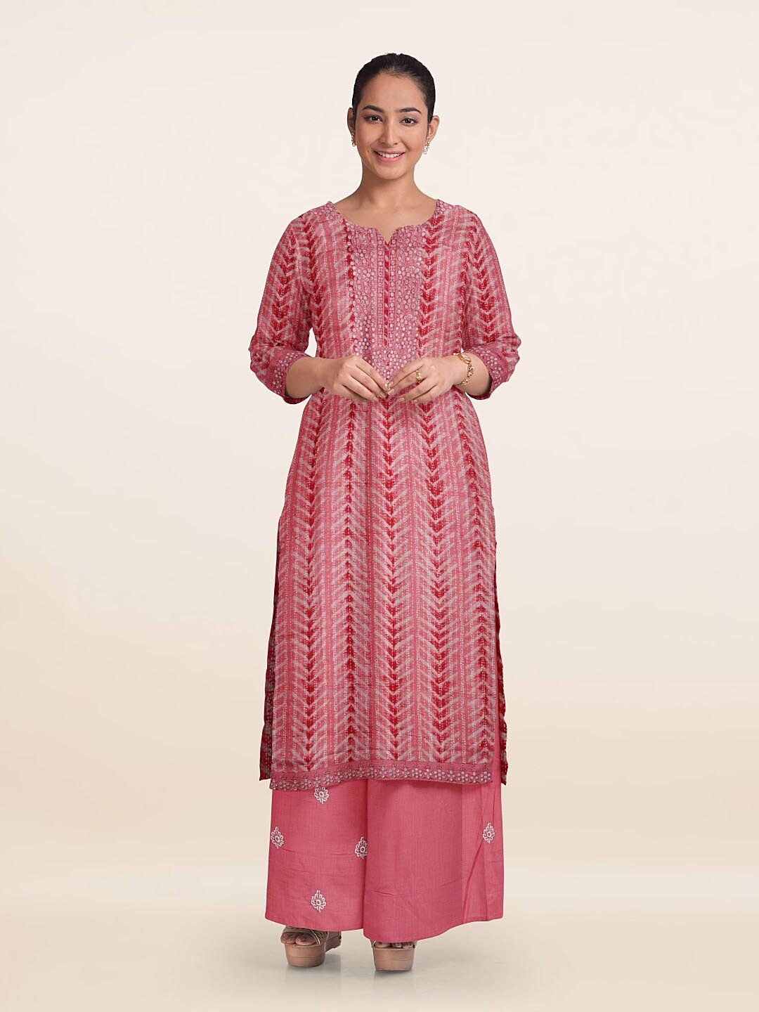 

Pothys Unstitched Dress Material, Pink