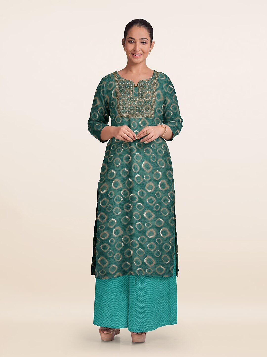 

Pothys Abstract Printed Unstitched Dress Material, Green