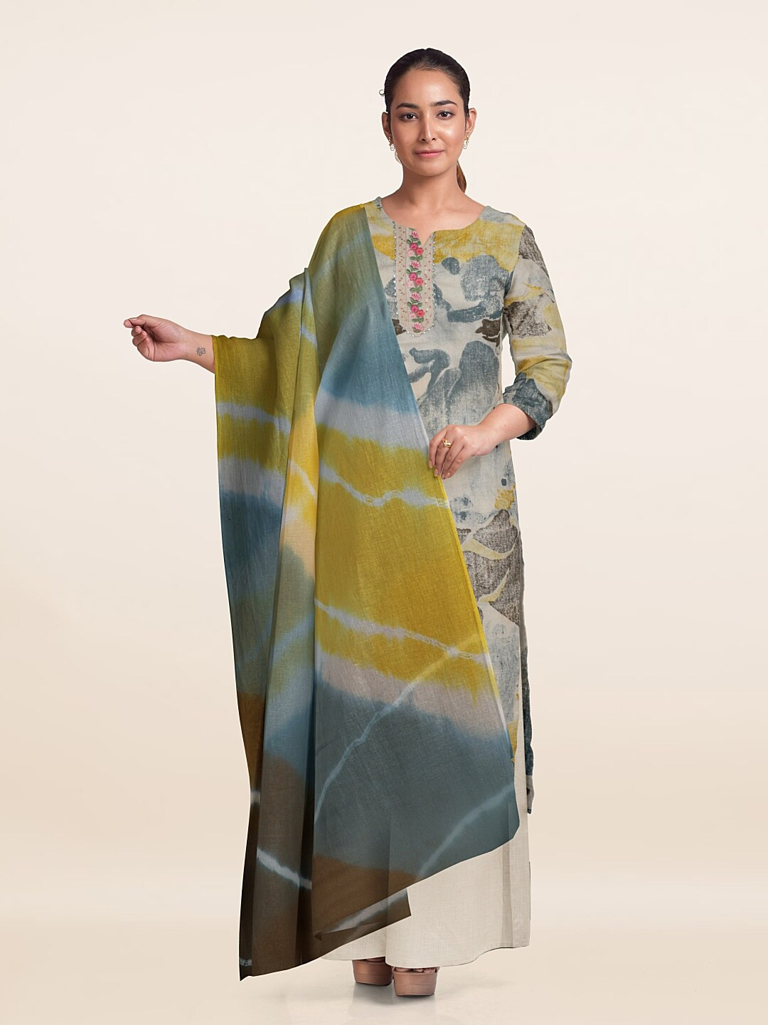 

Pothys Printed Unstitched Dress Material, Grey