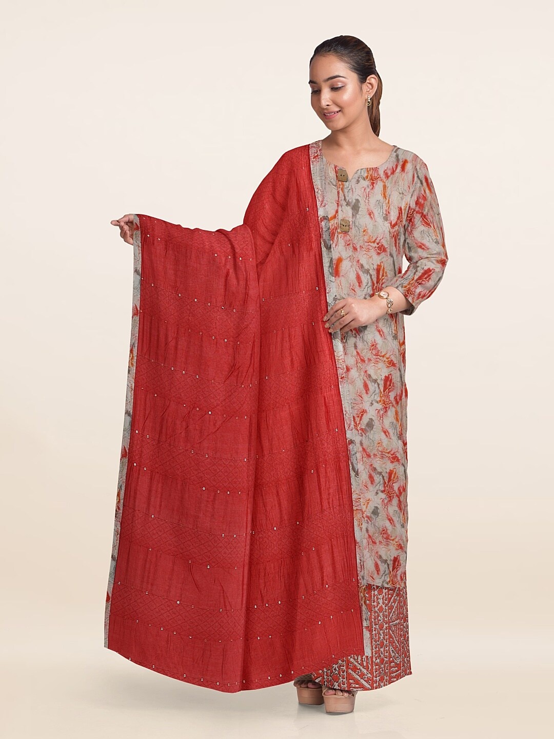 

Pothys Abstract Printed Unstitched Dress Material, Grey