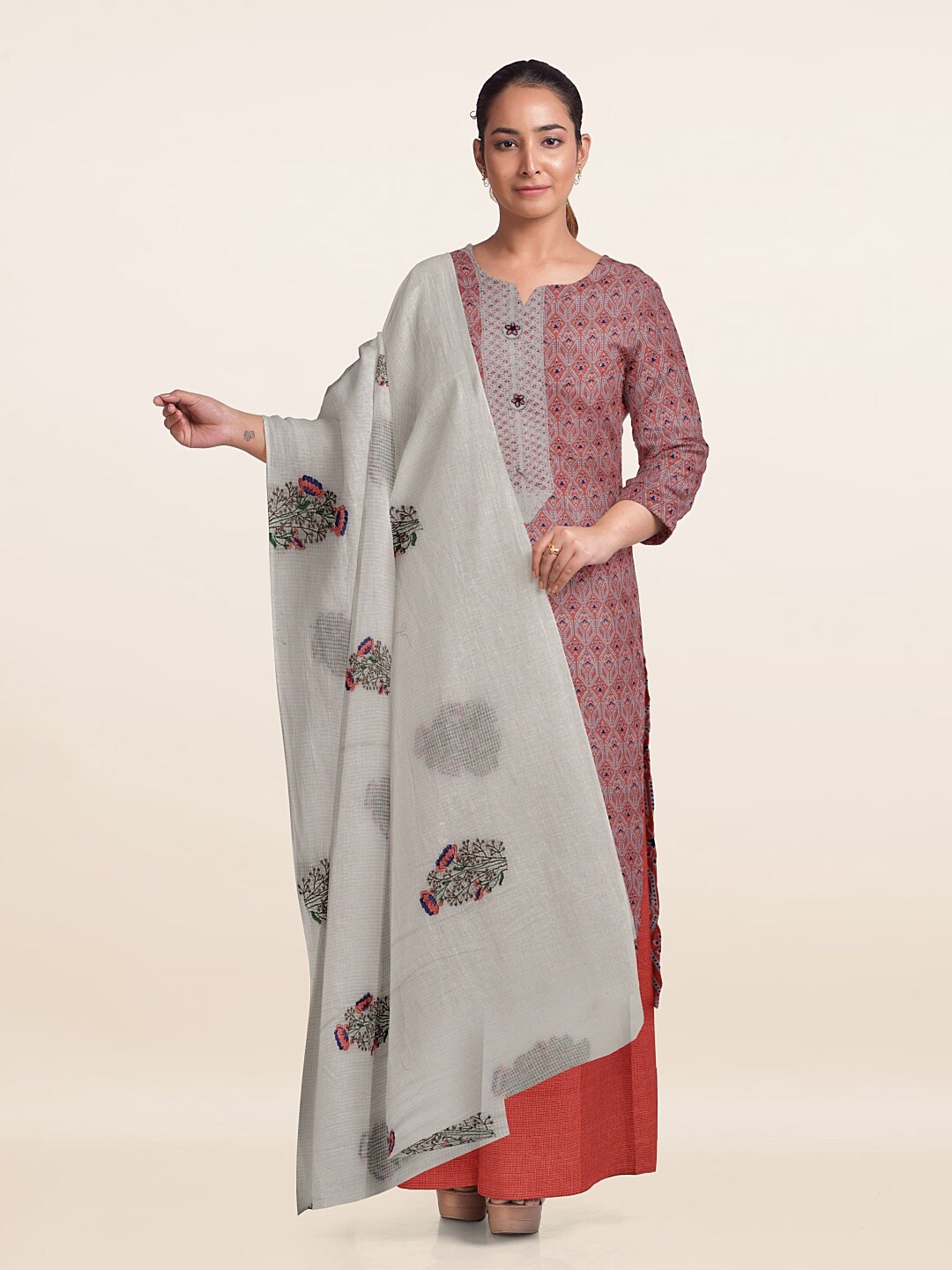 

Pothys Ethnic Motifs Printed Unstitched Dress Material, Pink