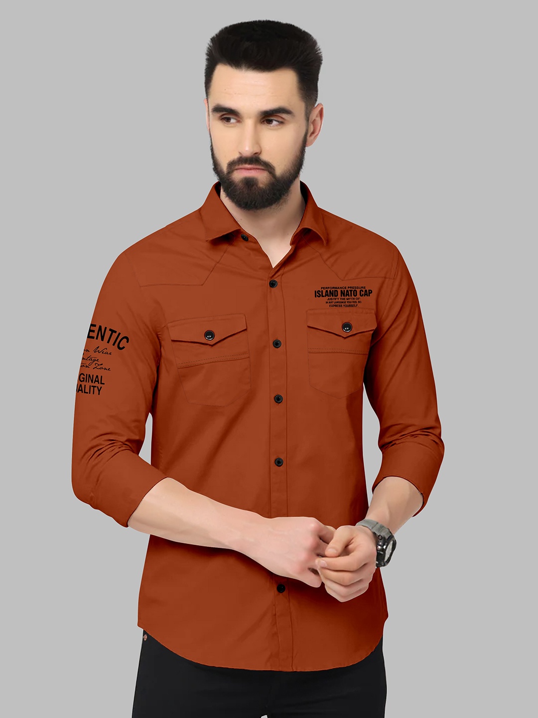 

Fashion FRICKS Men Classic Cotton Casual Shirt, Maroon