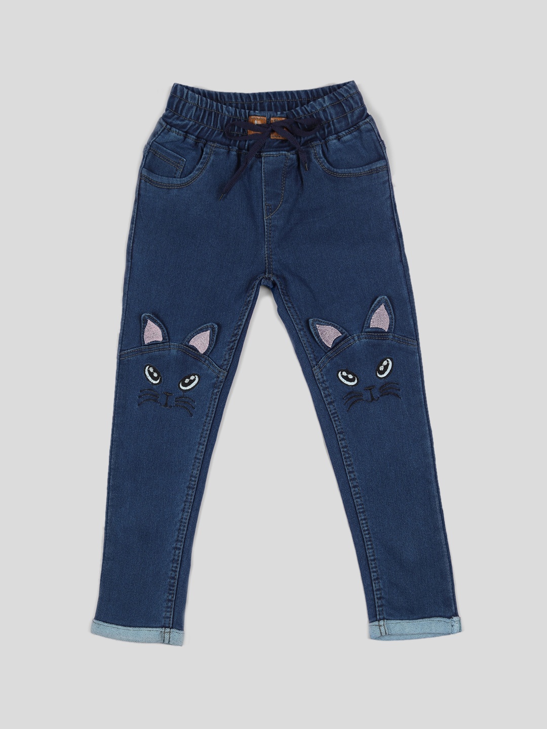 

A-Okay Boys Slim Fit High-Rise Applique Cotton Jeans, Blue