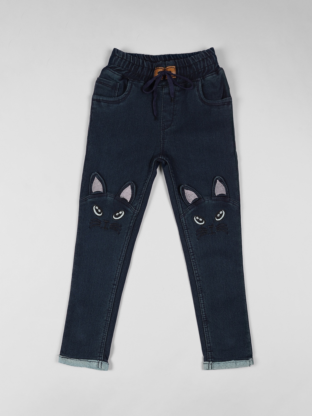 

A-Okay Boys Slim Fit High-Rise Cotton Embroidered Jeans, Blue