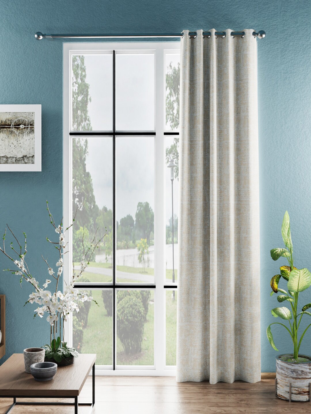 

BIANCA Dromanio Gold-Toned & Beige Quirky Black Out Jacquard Door Curtain