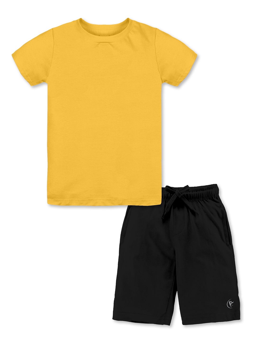 

KiddoPanti Boys Pure Cotton T-shirt with Shorts, Mustard
