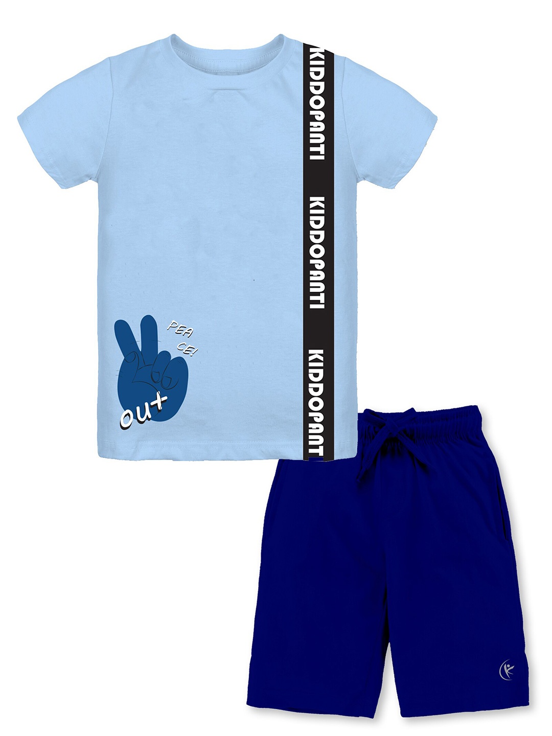 

KiddoPanti Boys Printed Pure Cotton T-shirt with Shorts, Blue