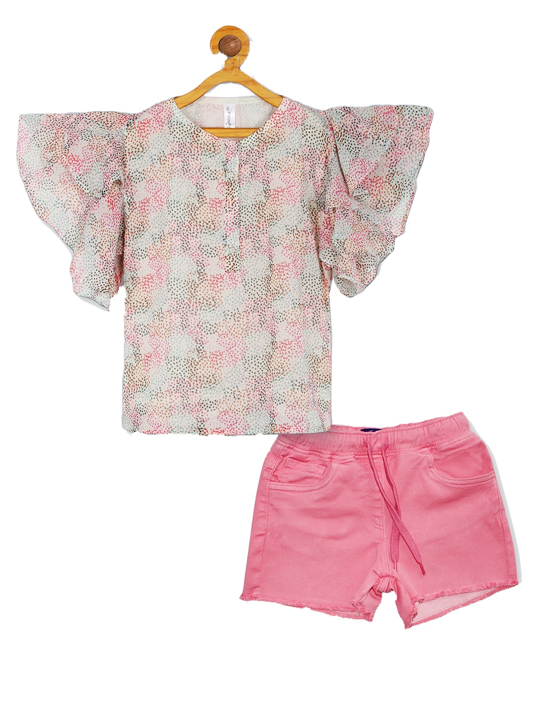 

KiddoPanti Girls Printed Top with Shorts, Green