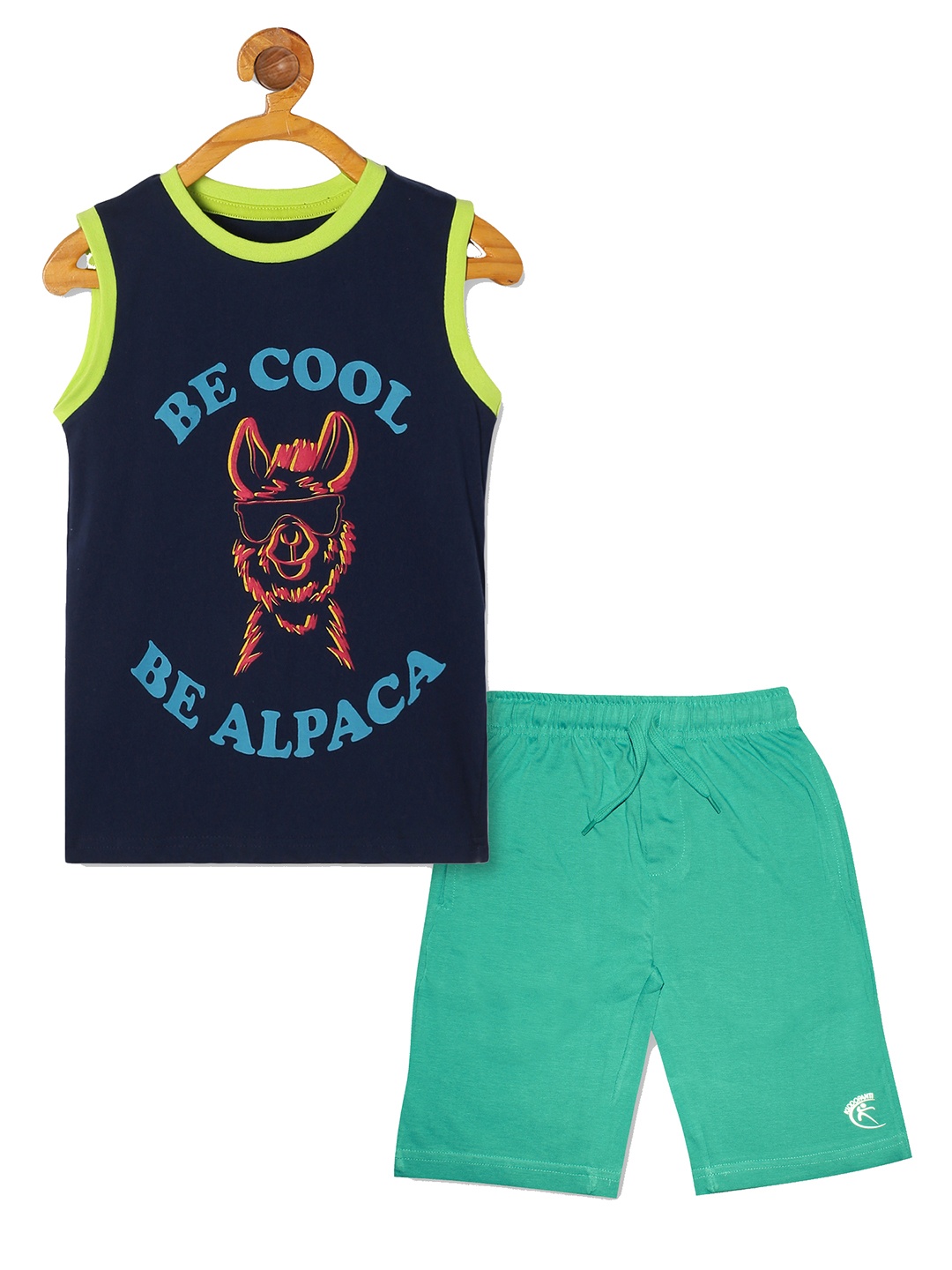

KiddoPanti Boys Printed T-shirt with Shorts, Navy blue