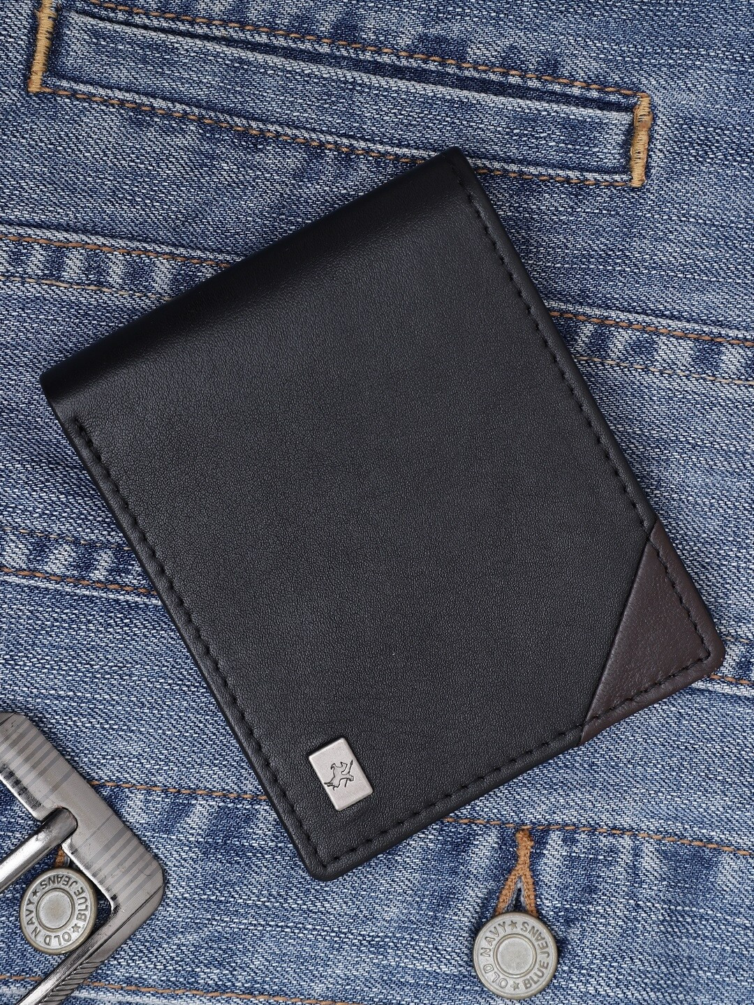 

Cantabil Men Leather Two Fold Wallet, Black