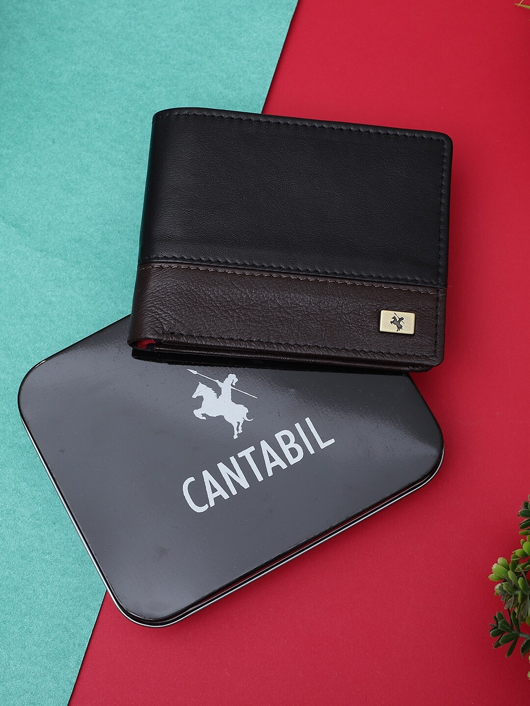 

Cantabil Men Leather Two Fold Wallet, Black