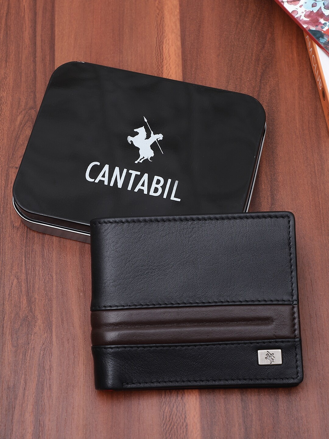 

Cantabil Men Leather Two Fold Wallet, Black