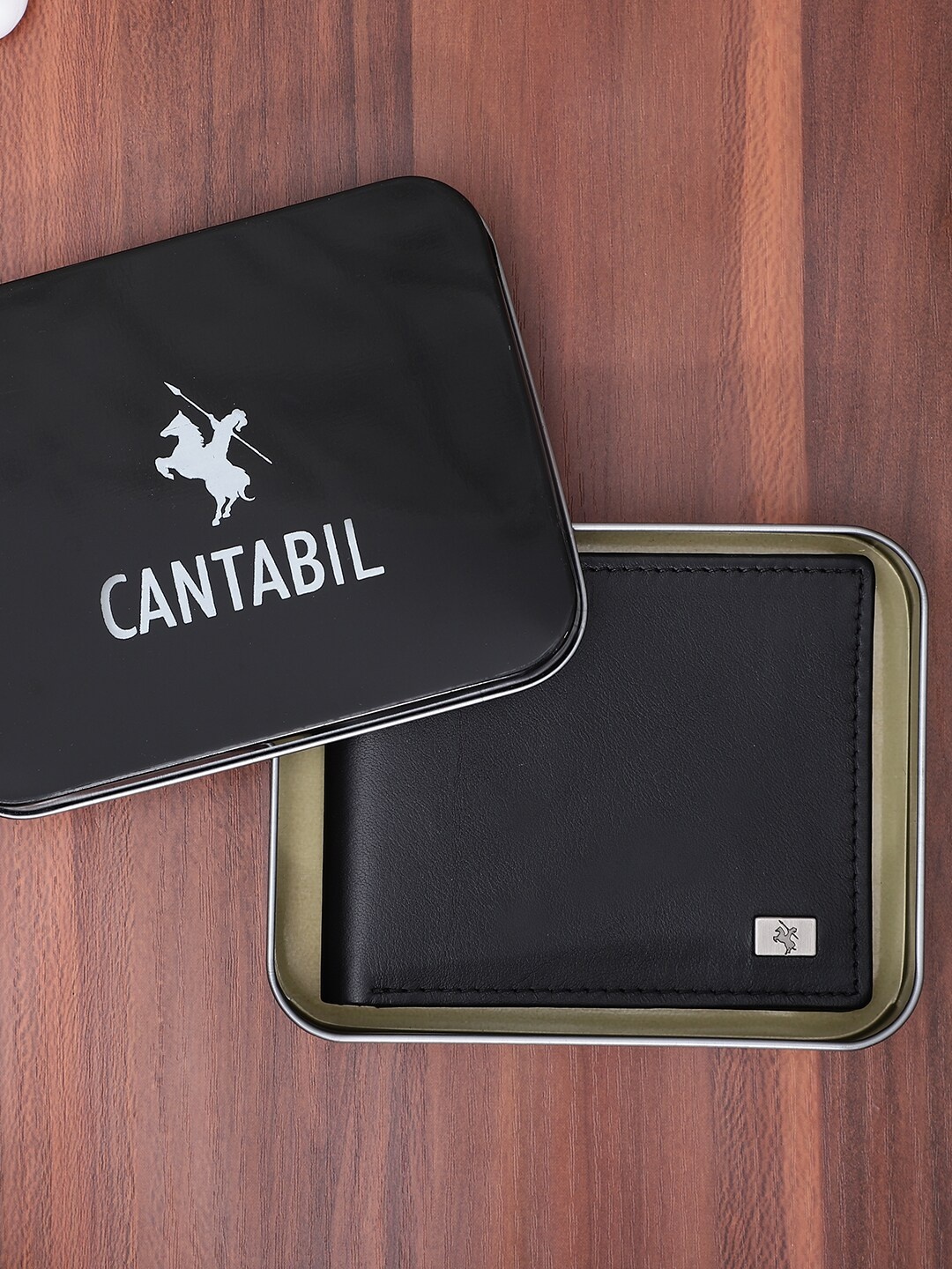 

Cantabil Men Leather Two Fold Wallet, Black