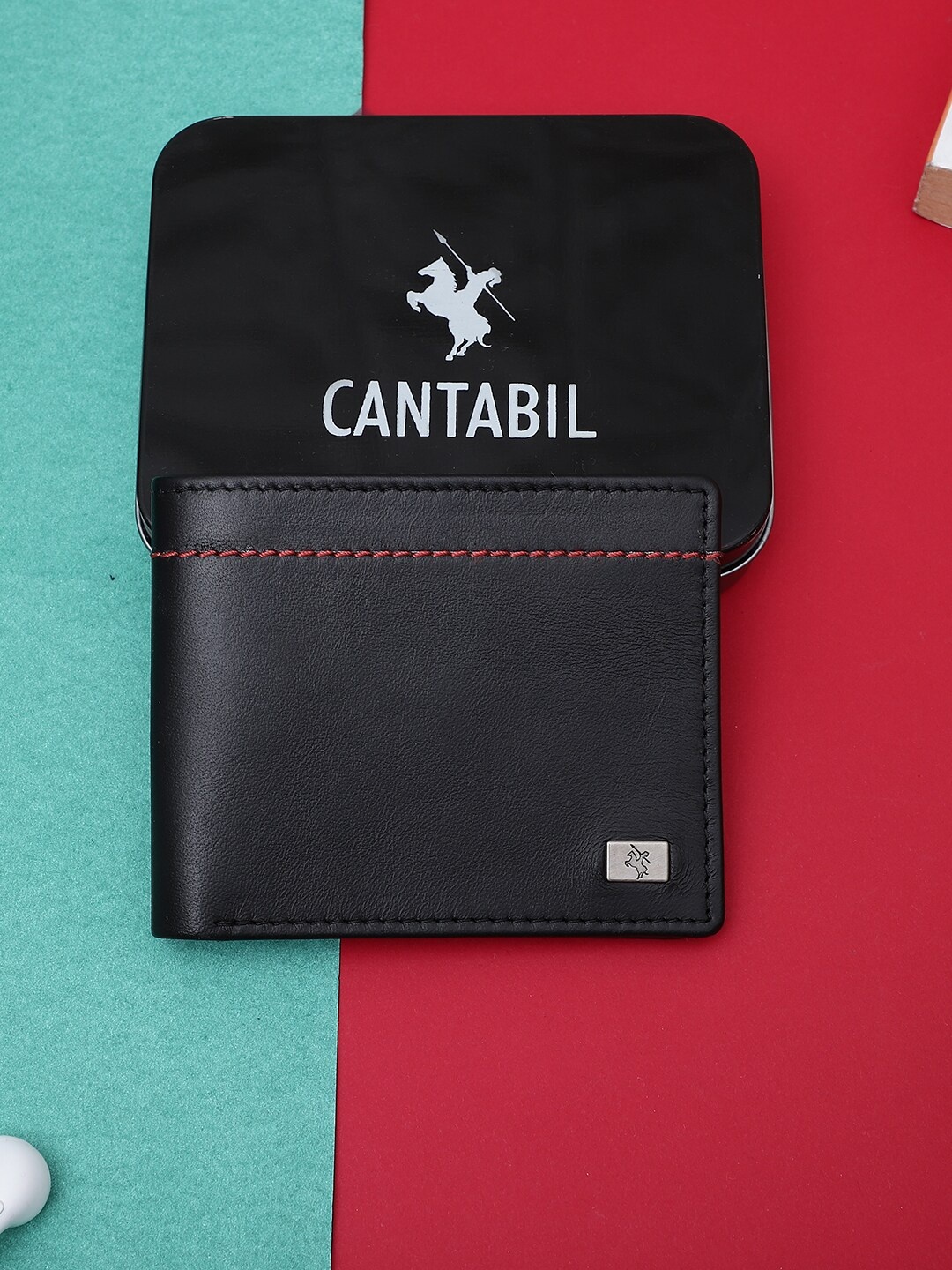 

Cantabil Men Leather Two Fold Wallet, Black