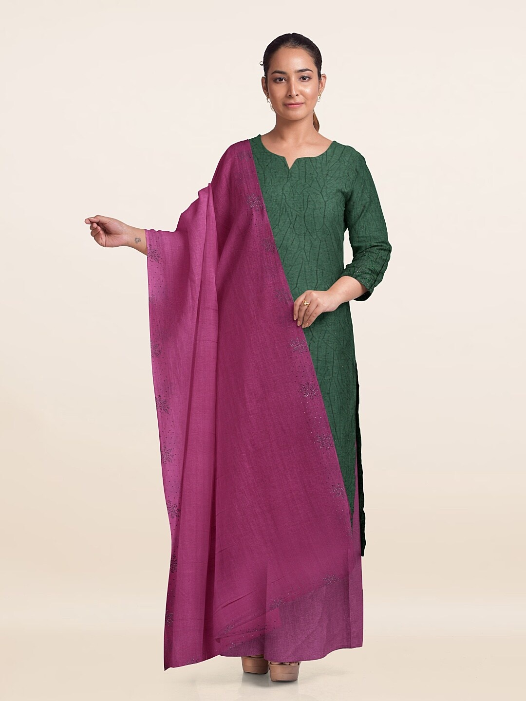 

Pothys Abstract Printed Unstitched Dress Material, Green
