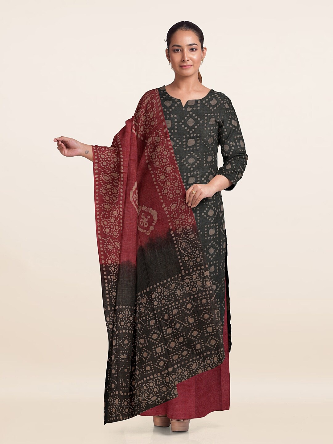 

Pothys Geometric Printed Unstitched Dress Material, Grey