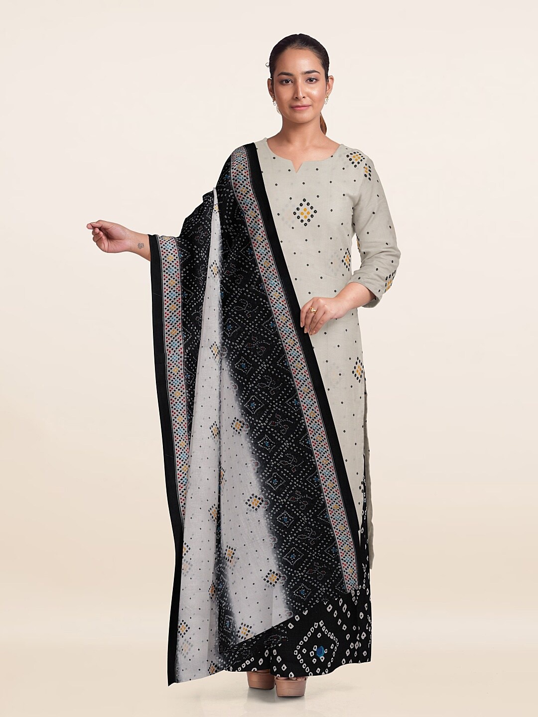 

Pothys Printed Unstitched Dress Material, Grey