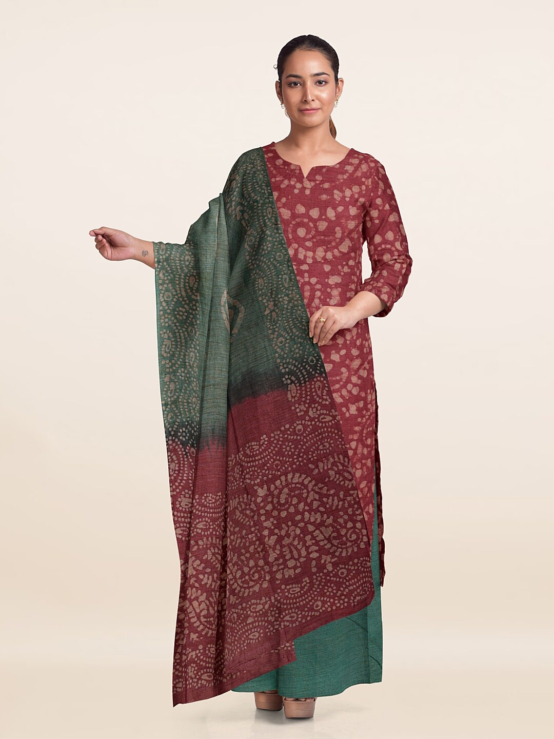 

Pothys Printed Unstitched Dress Material, Pink
