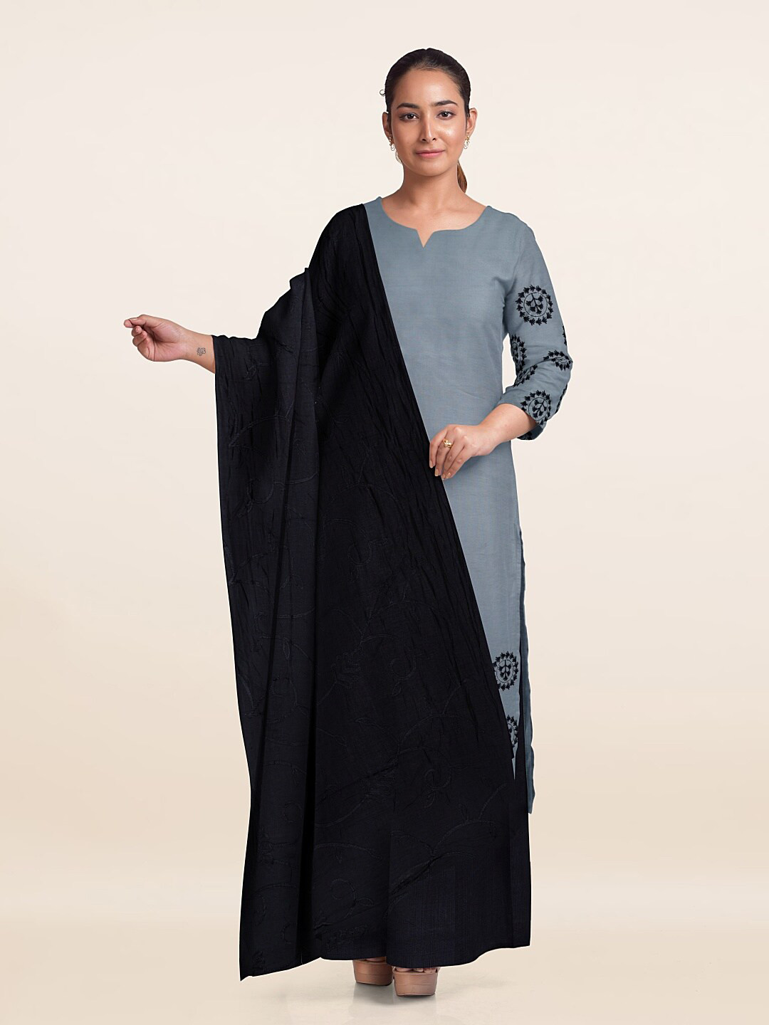 

Pothys Unstitched Dress Material, Grey
