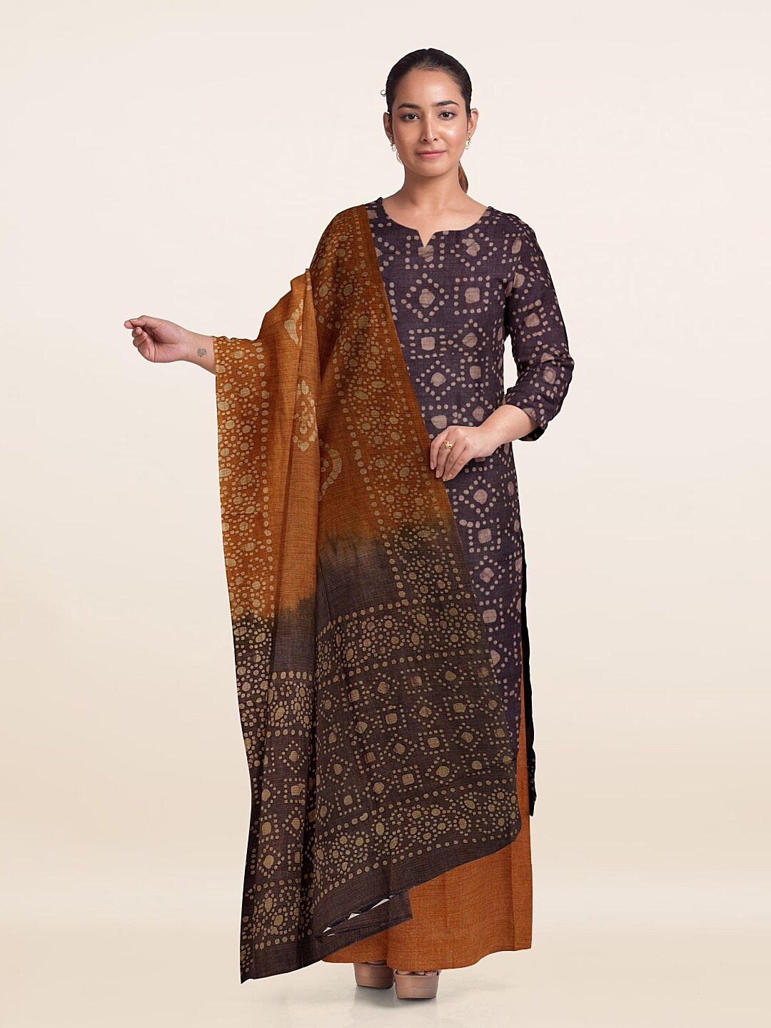 

Pothys Geometric Printed Unstitched Dress Material, Purple